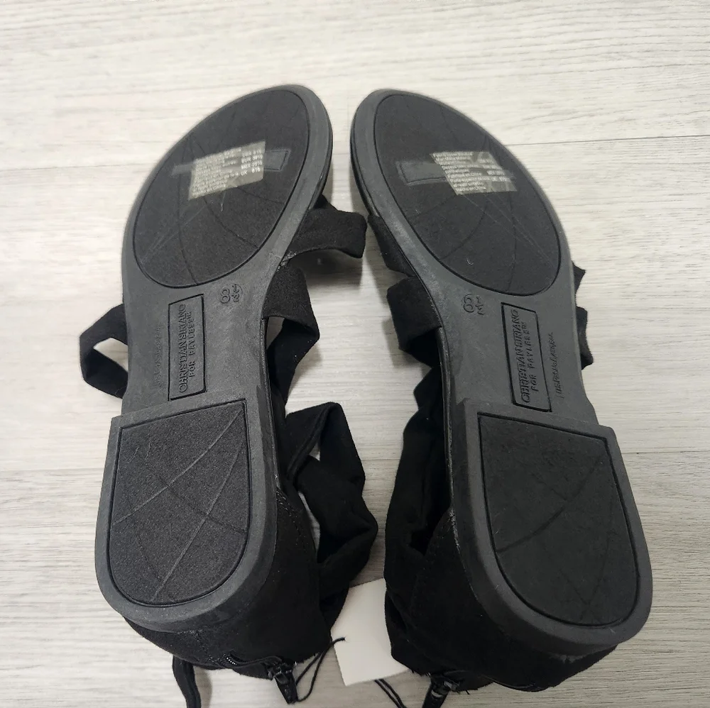 Black Suede Bow Sandals - Size 8.5 **NWT